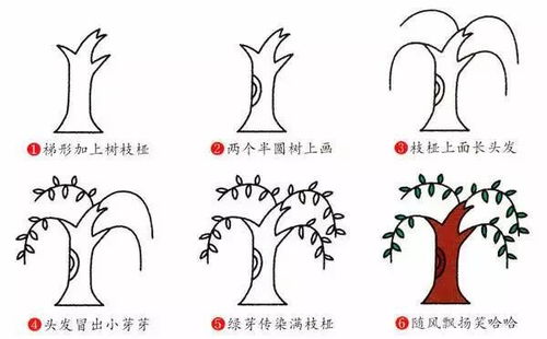 轻松学！一步步教你如何绘制生动柳树简笔画 2