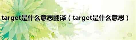 揭秘！'target'一词的真正含义，你了解吗？ 2