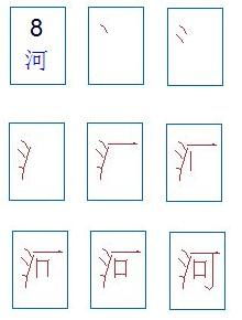 如何正确书写'河'字的笔画顺序？ 2