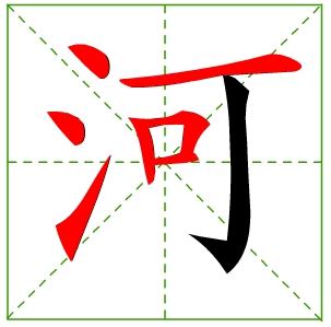 如何正确书写'河'字的笔画顺序？ 1