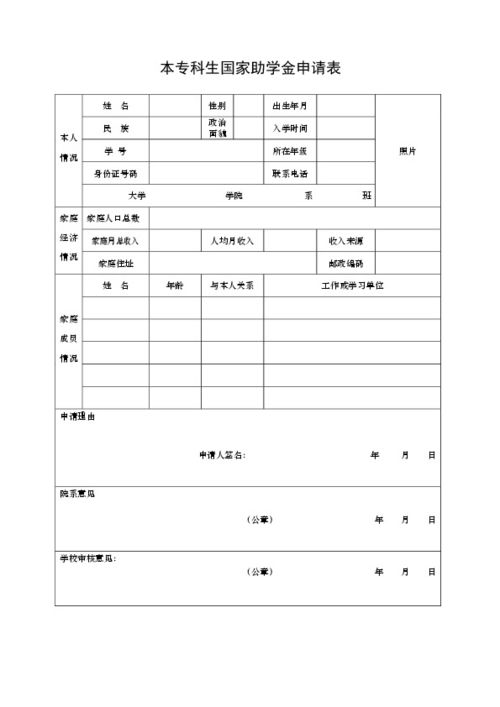 轻松指南：如何完美填写本专科生国家助学金申请表 1