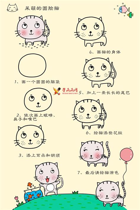 如何简单画出可爱的猫咪简笔画？ 1